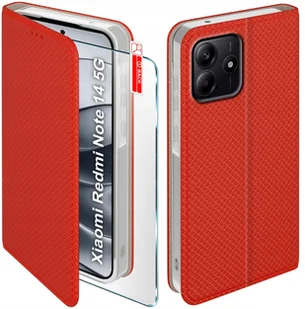 Etui z klapką do Xiaomi Redmi Note 14 5G Zamykane Czerwone Futerał + Szkło - Etui i futerały do telefonów - miniaturka - grafika 1