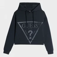 Bluzy sportowe damskie - Damska bluza dresowa nierozpinana z kapturem Guess New Alisa Hooded - czarna - GUESS - miniaturka - grafika 1