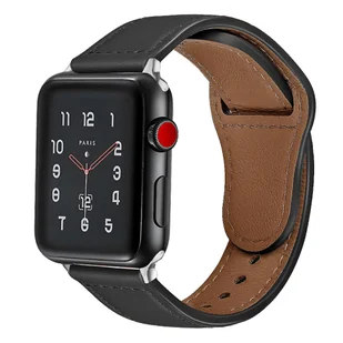 Pasek Alogy Leather Strap Band skóra do Apple Watch 1/2/3/4/5/6/7/8/SE/ULTRA (42/44/45/49mm) czarny - Akcesoria do smartwatchy - miniaturka - grafika 8