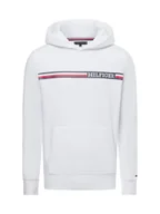 Swetry męskie - Tommy Hilfiger Męski sweter z kapturem Mężczyźni Bawełna biały nadruk, S - miniaturka - grafika 1