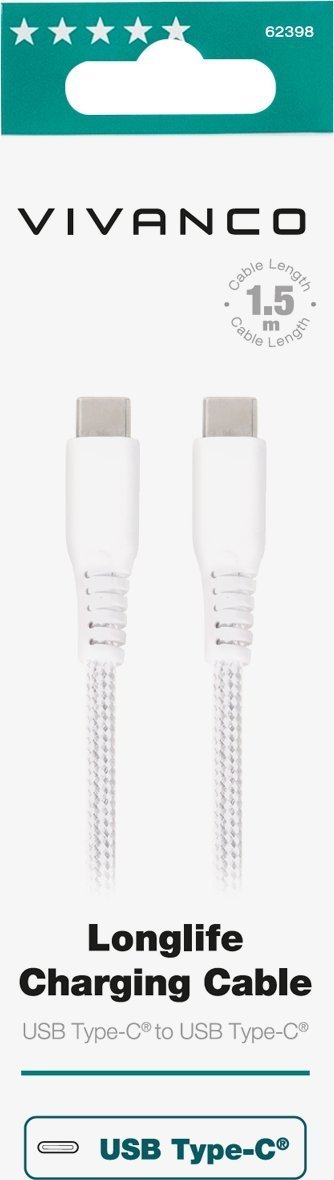 Kabel USB Vivanco Vivanco cable USB-C - USB-C LongLife Charging 1.5m, white 62398
