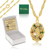 Biżuteria dla dzieci - ZŁOTY ŁAŃCUSZEK + MEDALIK MATKA BOSKA 18K + GRAWER NA KOMUNIĘ BIERZMOWANIE - miniaturka - grafika 1