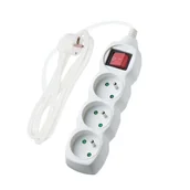 Przedłużacze i rozgałęźniki - Przedłużacz z wyłącznikiem, 3 gniazda, biały, 2 m - miniaturka - grafika 1