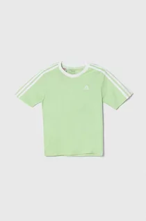Koszulki dla chłopców - adidas t-shirt bawełniany dziecięcy kolor zielony gładki - grafika 1