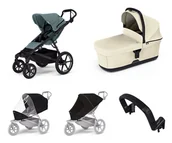 Wózki dziecięce - Wózek miejski Thule Urban Glide 4-wheel Mid blue + Bassinet Soft beige SET 5in1 - miniaturka - grafika 1