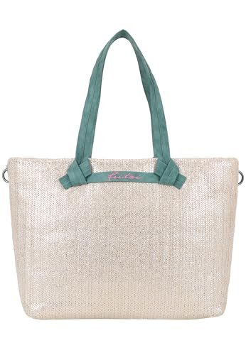 Fritzi Cloud Shopper Big Limited Painted Straw Silver Jade Shopper torebka damska torba na ramię XXL letnia torba na festiwal torba shopper beach bag 35 x 42 x 14 cm, srebrny jadeit