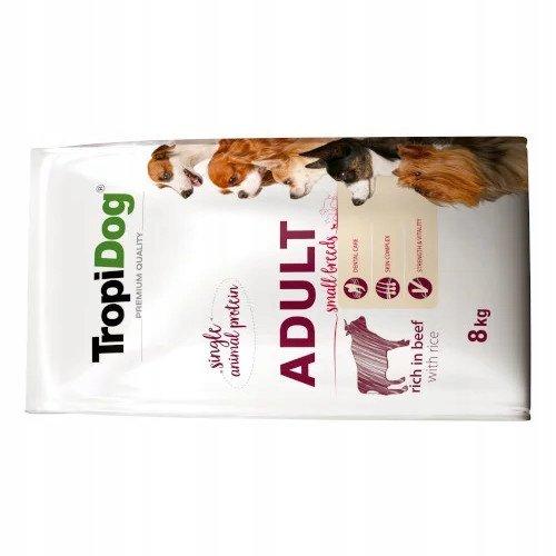 Tropidog Premium Adult Small Breeds Beef & Rice 8 kg