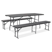 Stoły gastronomiczne - Zestaw CATERINGOWY stół 180 cm + 2x ławka Graphite Wood - Focus Garden - miniaturka - grafika 1