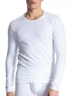 Koszulki męskie - CALIDA Męski T-shirt z długim rękawem z bawełny, biały, 46/48 PL - grafika 1