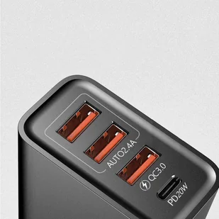 Ładowarka sieciowa Alogy szybka 3x USB-A + USB-C Quick Charge QC 3.0 PD 20W Czarna - Ładowarki do telefonów - miniaturka - grafika 4