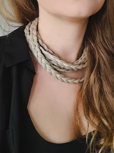 Jagna naszyjnik lniany warkocz - Naszyjniki - miniaturka - grafika 1