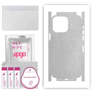 Folie ochronne do telefonów - Folia naklejka skórka strukturalna na TYŁ+BOKI do Apple iPhone 14 Pro Max -  Skóra Srebrna - apgo SKINS - miniaturka - grafika 1