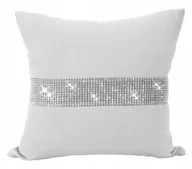 Poszewki na poduszki - Poszewka Dekoracyjna 40X40 Biała Z Cyrkoniami Na Jaśka Wybór Kolorów - miniaturka - grafika 1