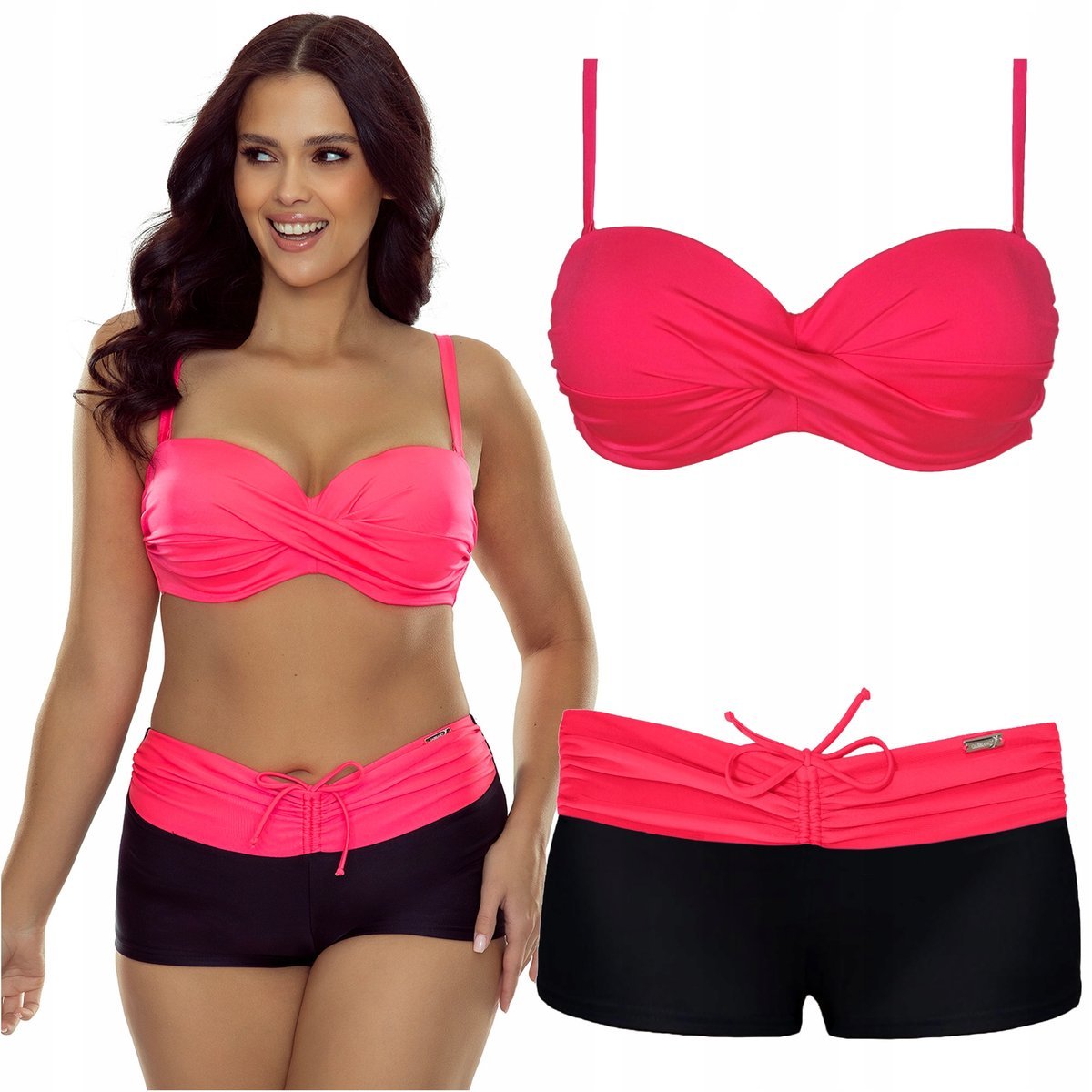 Strój kąpielowy dwuczęściowy spodenki GABBIANO Pamela różowy 38D/M 75D