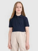 Koszulki dla dziewczynek - 4F Koszulka polo dziecięca - granatowa 164 (13-14 lat) - miniaturka - grafika 1