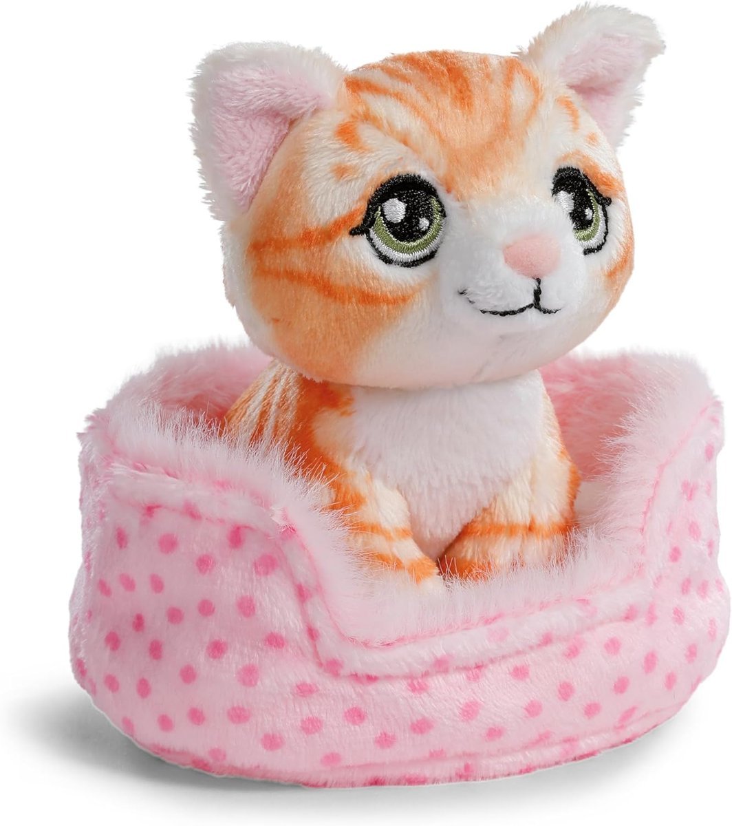 NICI Przytulanka rudy kot w różowym koszyczku 12cm
