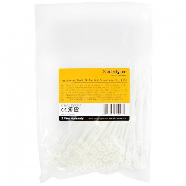startech 100 PACK OF PLASTIC ZIP TIES/WITH SCREW HOLE 4