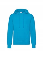 Bluzy męskie - Bluza męska z kapturem Kangurka Fruit of the Loom NIEBIESKA TURKUS S - miniaturka - grafika 1