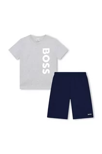 Dresy i komplety dla chłopców - BOSS komplet bawełniany dziecięcy kolor szary - Boss - grafika 1