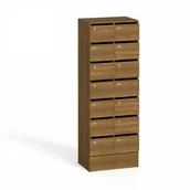 Szafy biurowe - B2B Partner Szafa schowkowa/pocztowa, 14 skrytek, orzech postovni14ořech - miniaturka - grafika 1