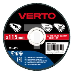 Verto TARCZA SZLIFIERSKA 115X22.2X6 MM zakupy dla domu i biura 61H455 - Akcesoria do elektronarzędzi - miniaturka - grafika 1