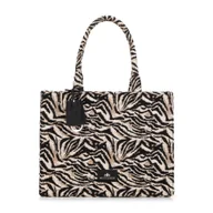 Torebki damskie - Damska shopperka żakardowa we wzory czarno - brązowa - miniaturka - grafika 1