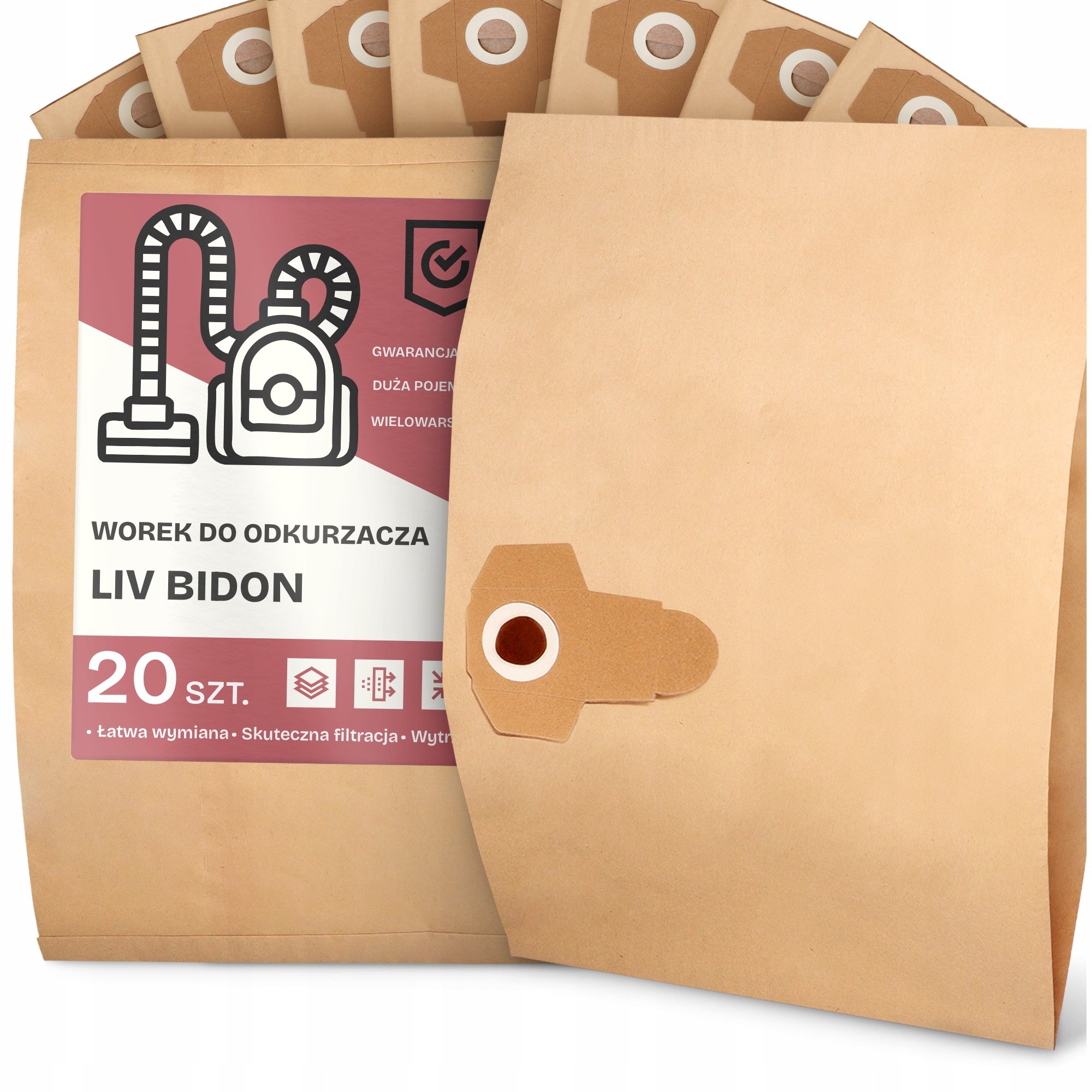 20x Worek do Odkurzacza Liv Bidon Papierowy 2-Warstwy Torba Worki 2A