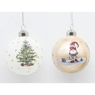 Bombka szkło 8 cm biało-złota - Bombki - miniaturka - grafika 1