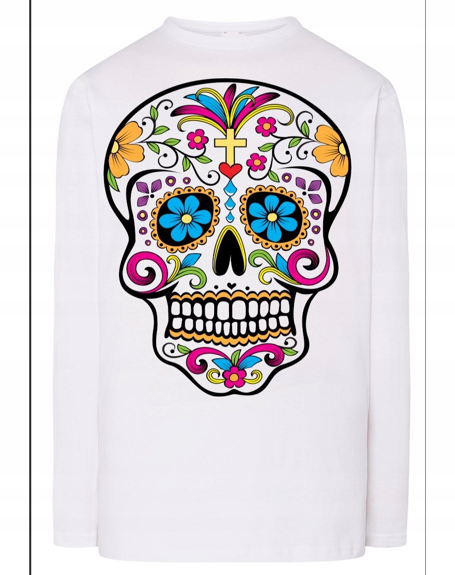 Longsleeve męski nadruk kolorowa CZASZKA r.5XL