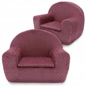 Fotele i pufy dla dzieci - Fotel Dla Dziecka Fotelik Pluszowy Pufa Różowy W Kropki Tkanina Minky Bobas - miniaturka - grafika 1