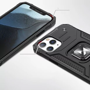 Wozinsky Ring Armor pancerne hybrydowe etui pokrowiec + magnetyczny uchwyt do iPhone 13 czarny - Etui i futerały do telefonów - miniaturka - grafika 2