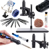Mikroskopy i lupy - Mikroskop cyfrowy 10A Regulowane oświetlenie 60XLED Lutownica NightIron Zestaw Akcesoriów - miniaturka - grafika 1