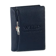 Portfele - Wild Things Only RFID Blocker antyczny skórzany portfel męski niebieski prawdziwa skóra 9x12x2cm D2OPJ113B - miniaturka - grafika 1