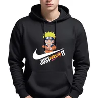 Bluzy męskie - Bluza Męska Czarna Z Kapturem Just Naruto It Sportowe Super Wzory - Xxl - miniaturka - grafika 1
