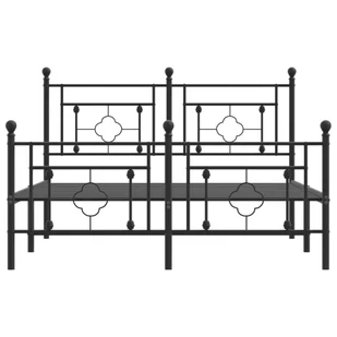 Metalowa rama łóżka z wezgłowiem i zanóżkiem, czarna, 140x190cm Lumarko! - Łóżka - miniaturka - grafika 6