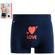 Majtki męskie - BOKSERKI MAJTKI MĘSKIE BAWEŁNIANE PREZENT WALENTYNKI MORAJ XL NAVY - miniaturka - grafika 1