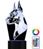 Lampy stojące - Lampka Nocna 3D Led Doberman Pies Grawer Imię - miniaturka - grafika 1