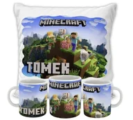 Gadżety dla niej i dla niego - ZESTAW PODUSZKA + KUBEK Prezent MINECRAFT GRA + IMIĘ 7 - miniaturka - grafika 1