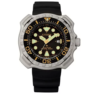 Paski - Citizen Męski analogowy zegarek na rękę Eco-Drive z gumową taśmą Promaster Marine, czarny/szary, Rozmiar uniwersalny, Pasek - grafika 1