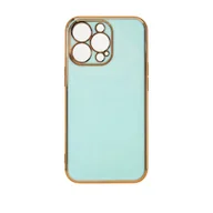 Etui i futerały do telefonów - Lighting Color Case etui do iPhone 12 Pro Max żelowy pokrowiec ze złotą ramką miętowy - miniaturka - grafika 1