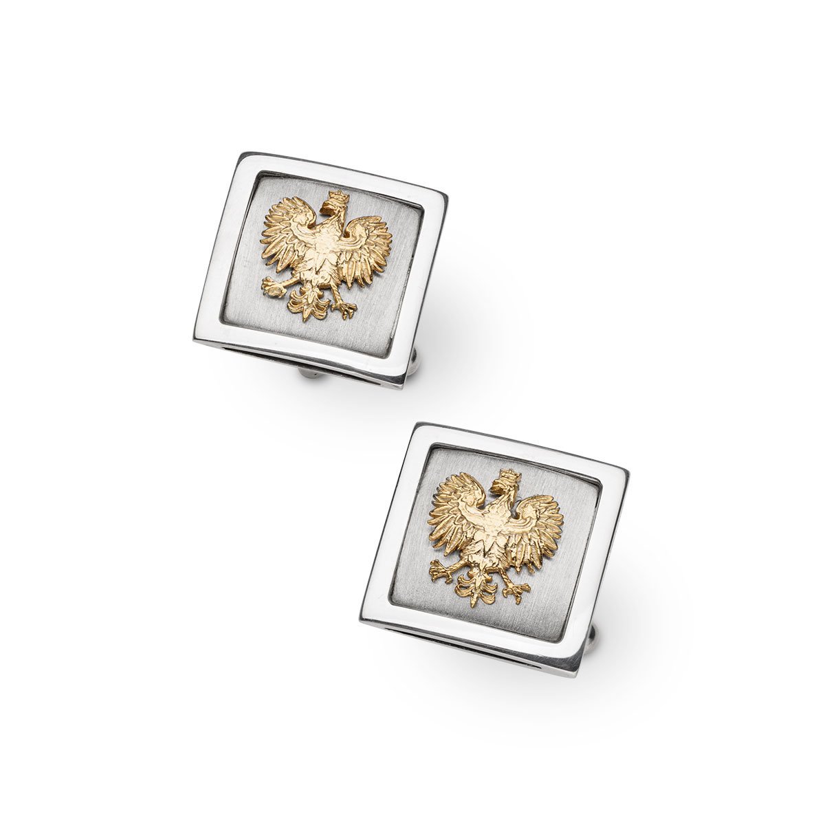 Srebrne Spinki Do Mankietów Z Orłem Pozłacanym