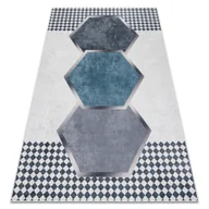 Dywany - Dywan do prania ANDRE 1863 Romby, geometryczny antypoślizgowy - biały / czarny wielokolorowy 160x220 cm - miniaturka - grafika 1