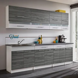 Meble kuchenne z Blatem 2,6 m Edek 1 Glamour Wood Biały [M1] - Meble kuchenne - miniaturka - grafika 1