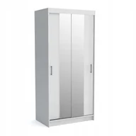 Szafy - Szafa przesuwna NICO 2 z lustrem 110cm biała z oświetleniem LED dwudrzwiowa - miniaturka - grafika 1