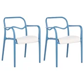 Fotele i krzesła ogrodowe - BELIANI Zestaw 2 krzeseł ogrodowych THASOS Materiał syntetyczny Niebieski - miniaturka - grafika 1