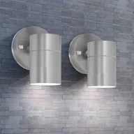 Lampy ścienne - vidaXL Lampy ścienne zewnętrzne 2 szt., stal nierdzewna, dół - miniaturka - grafika 1