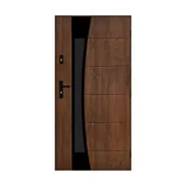 Drzwi zewnętrzne - Drzwi zewnętrzne stalowe Lyon czarno-orzechowe 100 Prawe Pantor - miniaturka - grafika 1