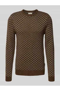 Sweter z dzianiny z prążkowanymi wykończeniami model BALEN - Blend - Swetry męskie - miniaturka - grafika 1