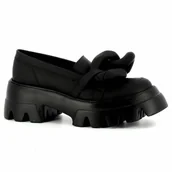 Mokasyny damskie - Czarne mokasyny na platformie CARINII - Carinii - miniaturka - grafika 1