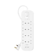 Listwy zasilające - Belkin 2M, 8-portowa listwa + Dual USB-C, 30W 900J - miniaturka - grafika 1